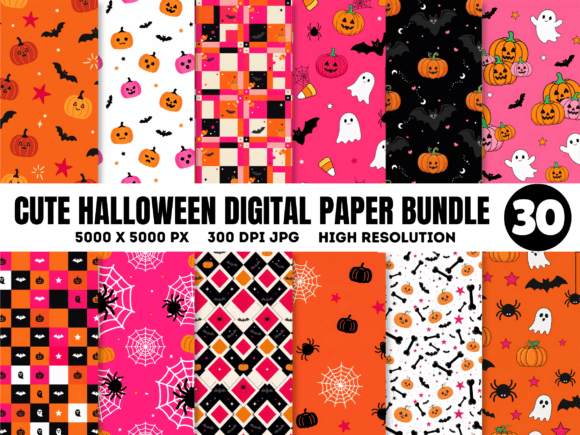 Cute Halloween Digital Papers Bundle