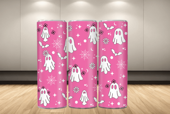 Cute Pink Floral Ghost 20oz Tumbler Wrap