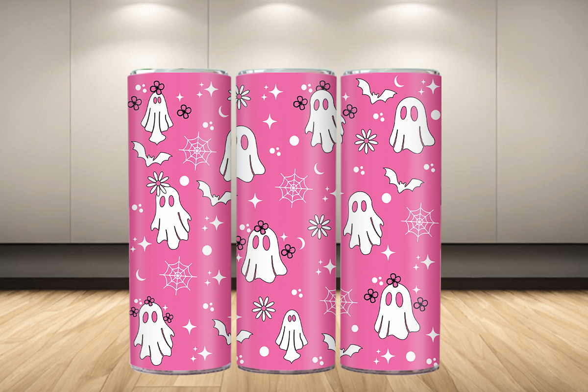 Cute Pink Floral Ghost 20oz Tumbler Wrap