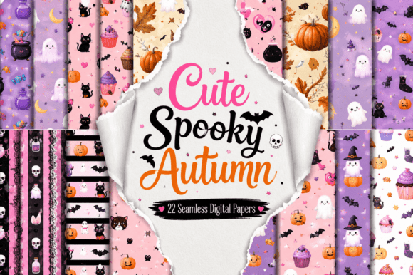 Cute Spooky Autumn Digital Papers