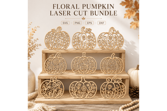 Floral Pumpkin Collection Autumn Deco Laser Cutting