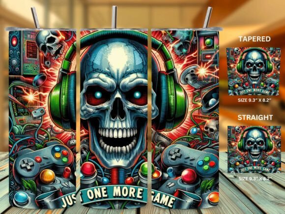 Gamer Skull Headphones 20oz Tumbler Wrap
