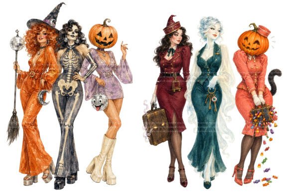 Halloween Gothic Witch Women Clipart PNG