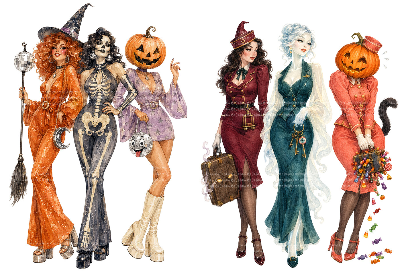Halloween Gothic Witch Women Clipart PNG