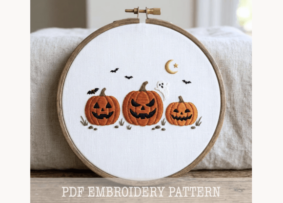 Halloween Pumpkins Embroidery Pattern