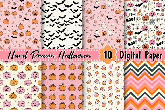 Hand Drawn Halloween Digital Paper