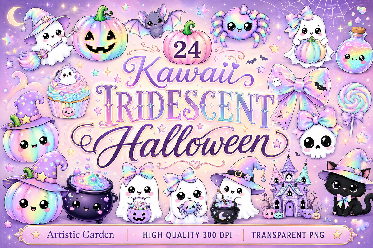 Kawaii Iridescent Halloween Stickers