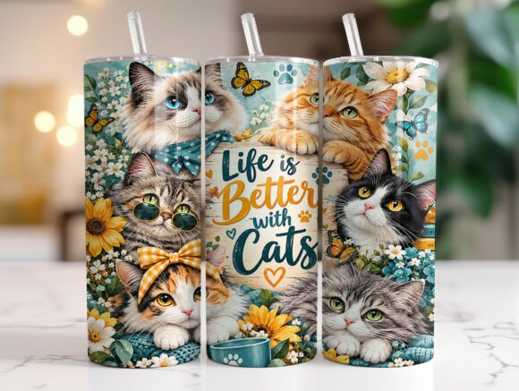 Life is Better with Cats Tumbler Wrap