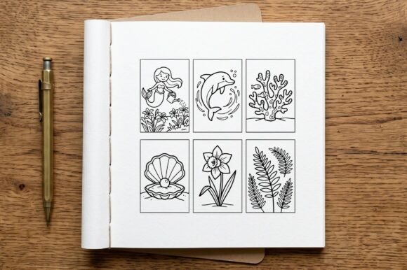 Mermaid Underwater Plants Coloring Page