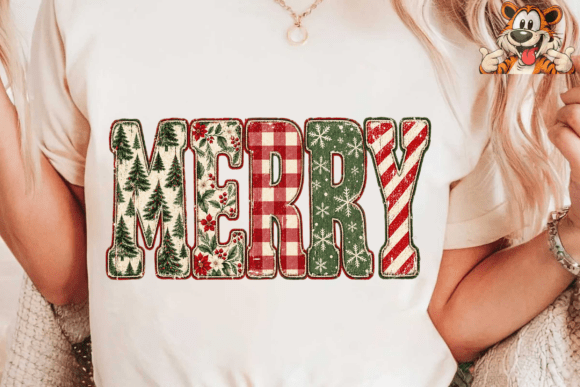 Merry Christmas Patchwork PNG Shirt