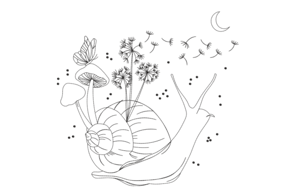 Minimal Snail Mushroom Butterfly