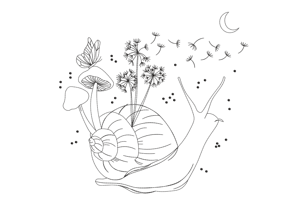 Minimal Snail Mushroom Butterfly