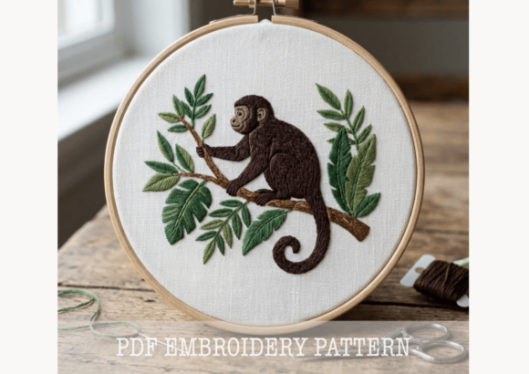 Monkey Branch Embroidery Pattern