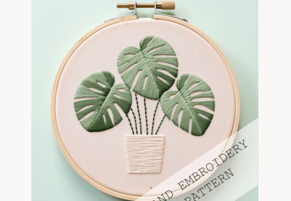 Monstera Leaf Embroidery Pattern