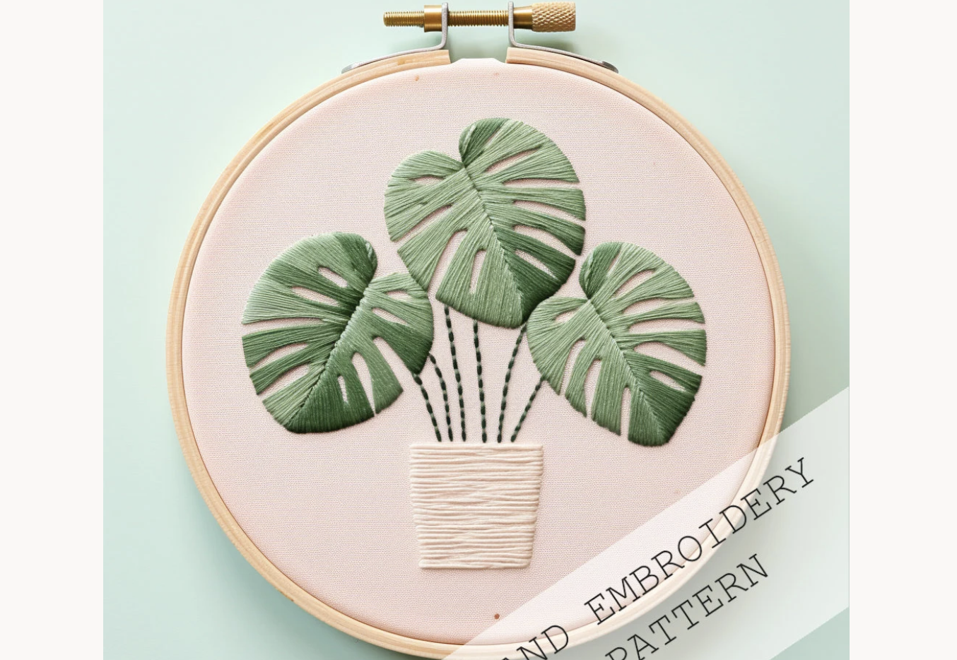 Monstera Leaf Embroidery Pattern