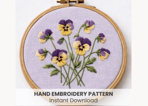Pansy Flowers Embroidery Pattern