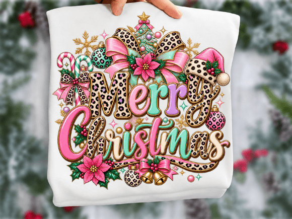Pastel Leopard Santa Claus Christmas PNG
