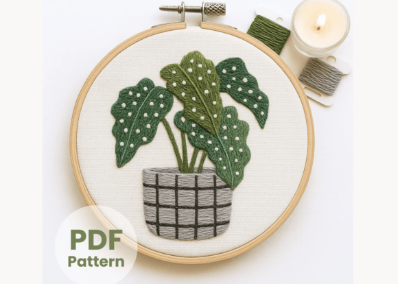 Polka Dot Begonia Embroidery Pattern