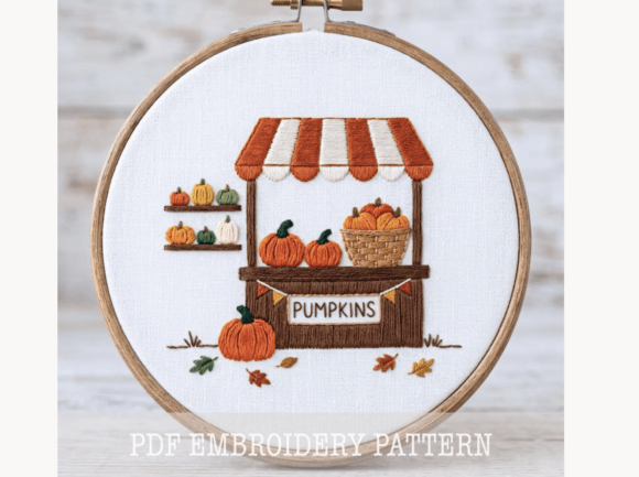 Pumpkin Stand Embroidery Pattern