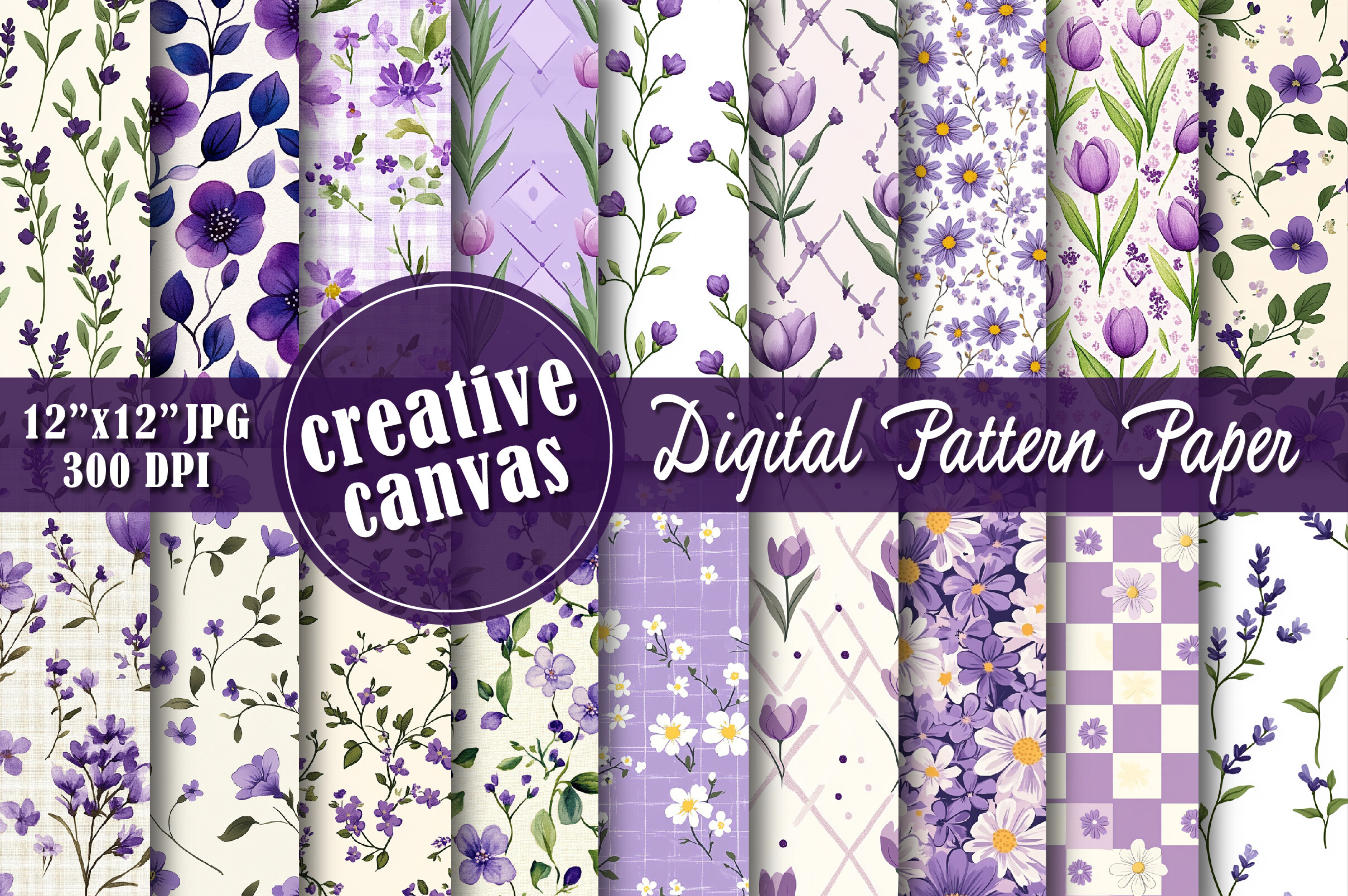 Purple Tulip Floral Seamless Paper