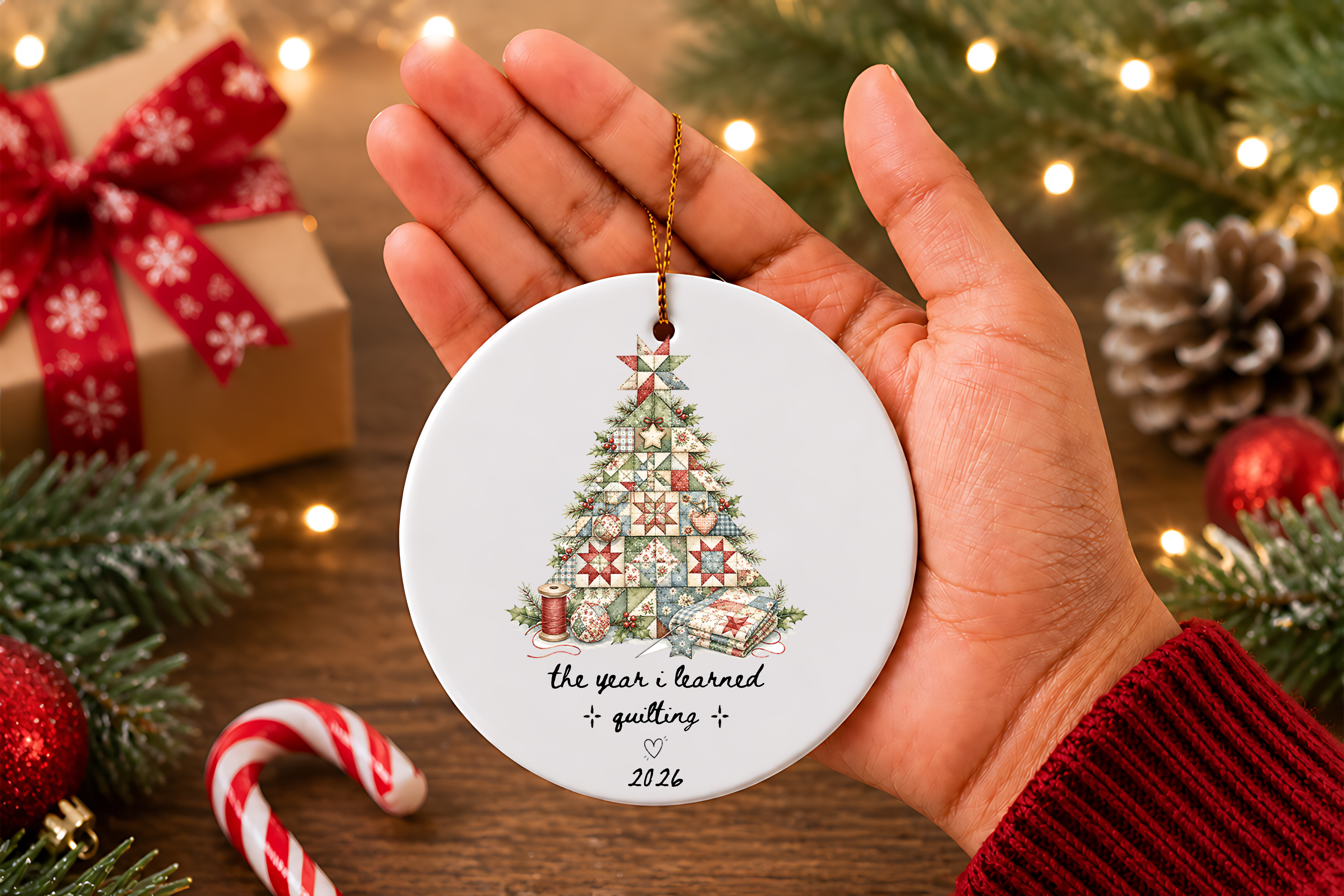 Quilting Christmas Ornament PNG