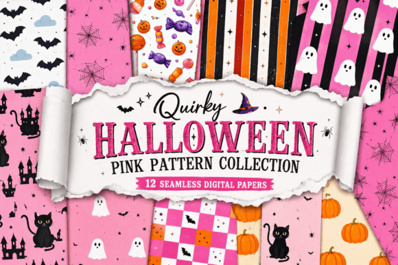 Quirky Halloween Pink Pattern Collection