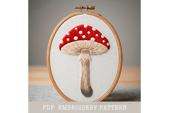 Red Cap Mushroom Embroidery Pattern