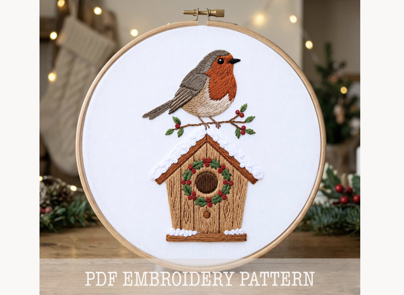 Robin Birdhouse Embroidery Pattern