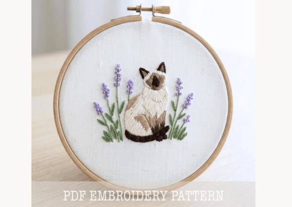 Siamese Cat Embroidery Pattern