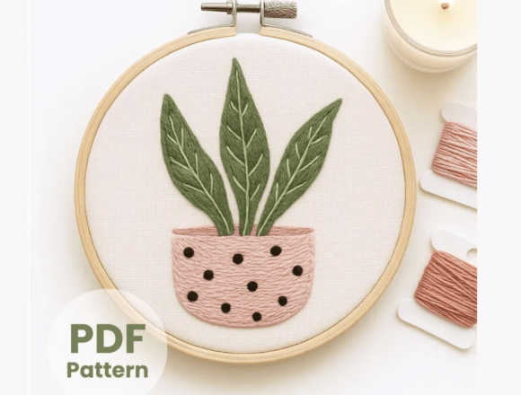 Snake Plant Embroidery Pattern