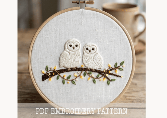 Snowy Owls Embroidery Pattern