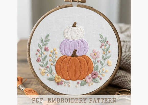 Stacked Pumpkins Embroidery Pattern