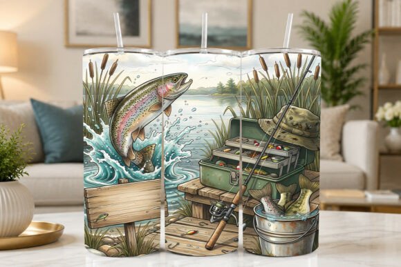 Trout Fishing Dock Tackle Box Tumbler