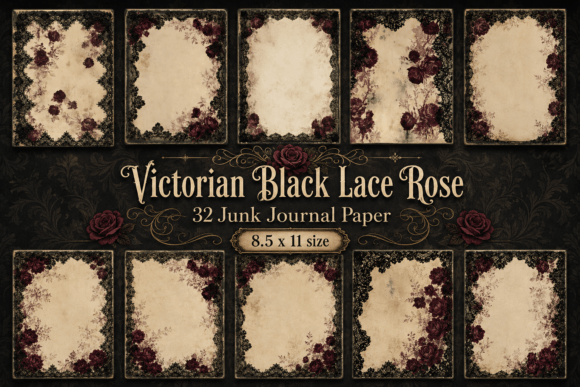Victorian Black Lace Rose Junk Journal