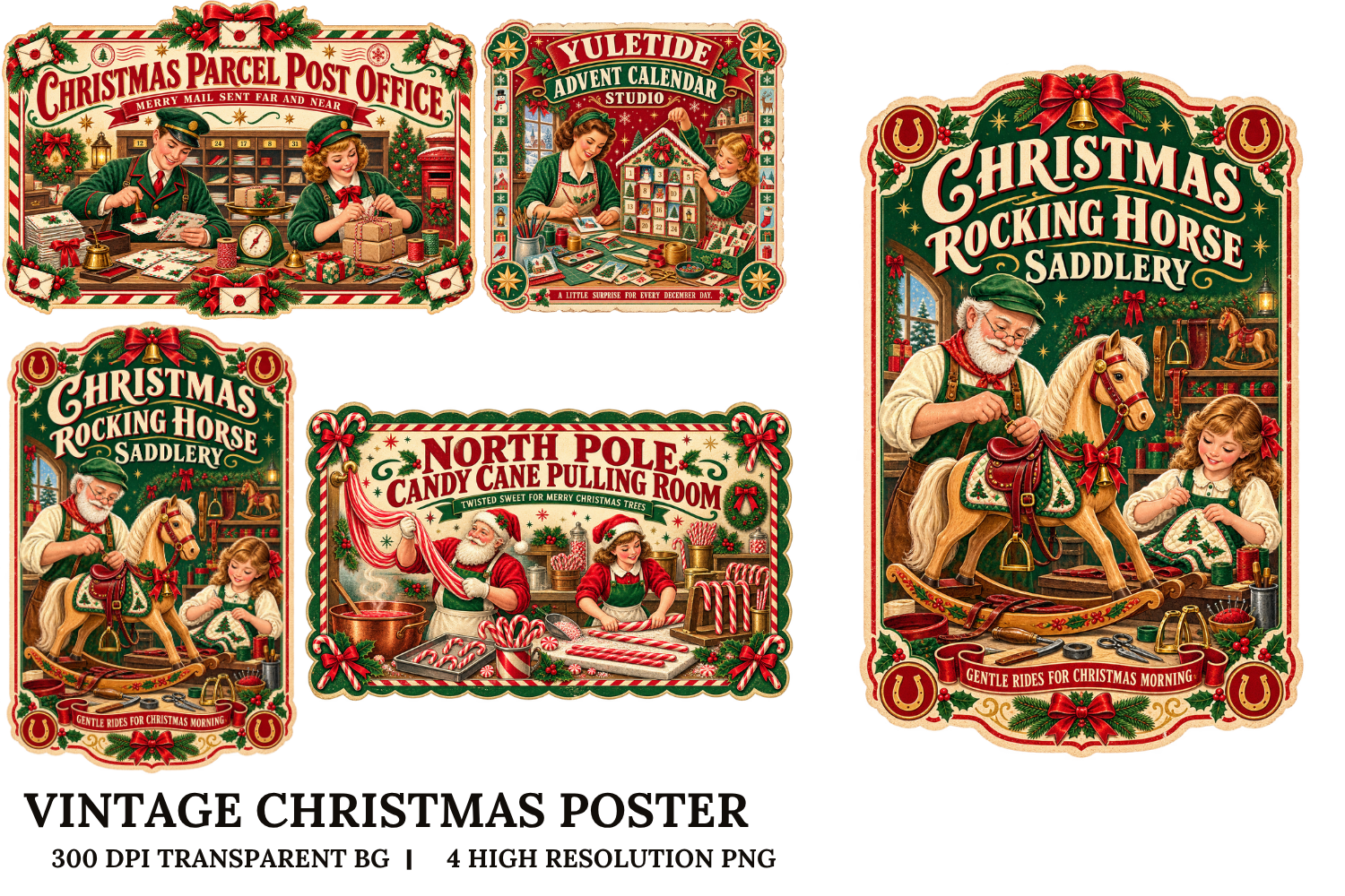 Vintage Christmas Poster Cliparts