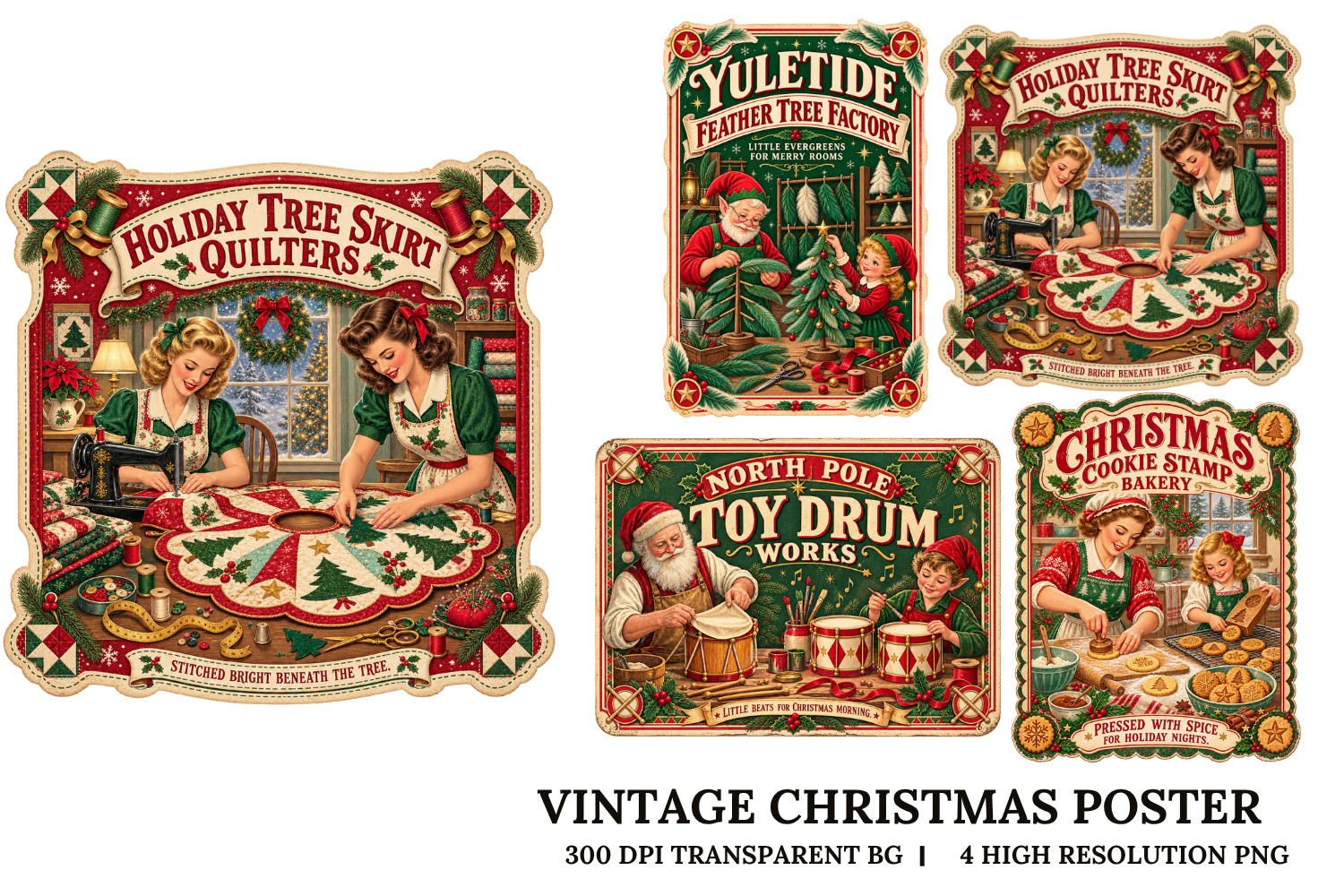 Vintage Christmas Poster Cliparts