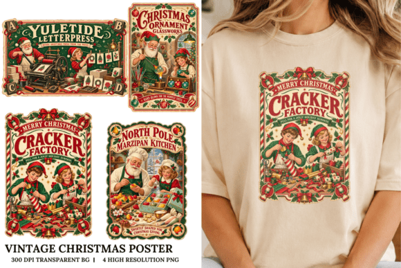 Vintage Christmas Poster Cliparts