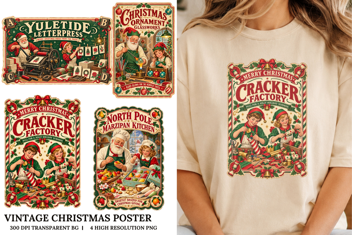 Vintage Christmas Poster Cliparts