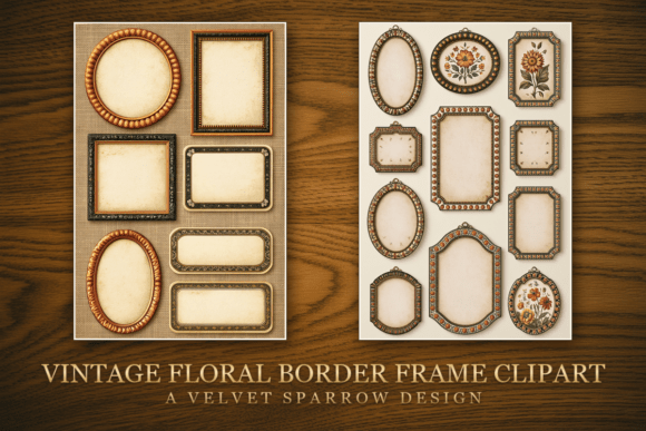 Vintage Floral Border Frame Clipart