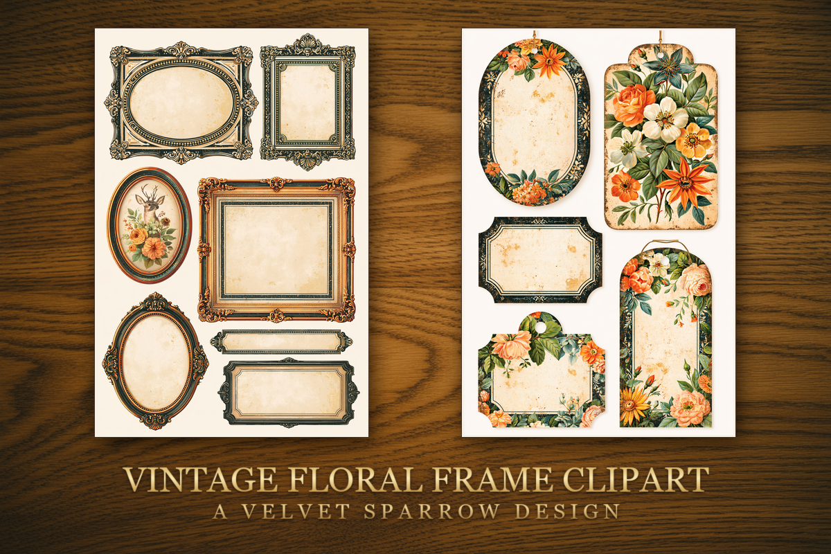 Vintage Floral Frame Clipart