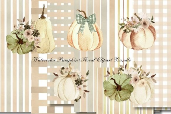 Watercolor Pumpkin Floral & Backgrounds Graphic Illustrations By Sumi Serene