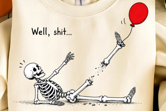 Well Shit Skeleton PNG, Funny Halloween