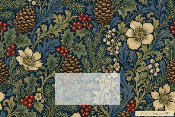 William Morris Christmas Floral Pattern