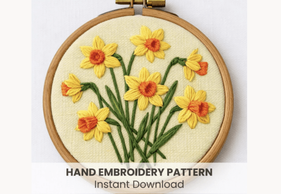 Yellow Daffodil Embroidery Pattern