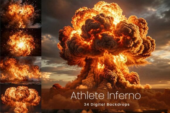 34 Athlete Inferno AI Digital Backdrops