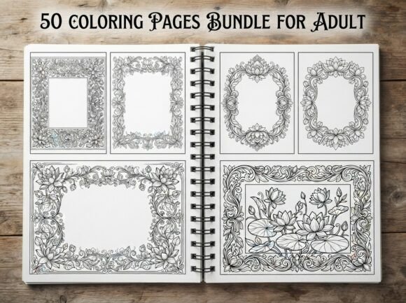 50 Lotus Flower Frame Coloring Pages