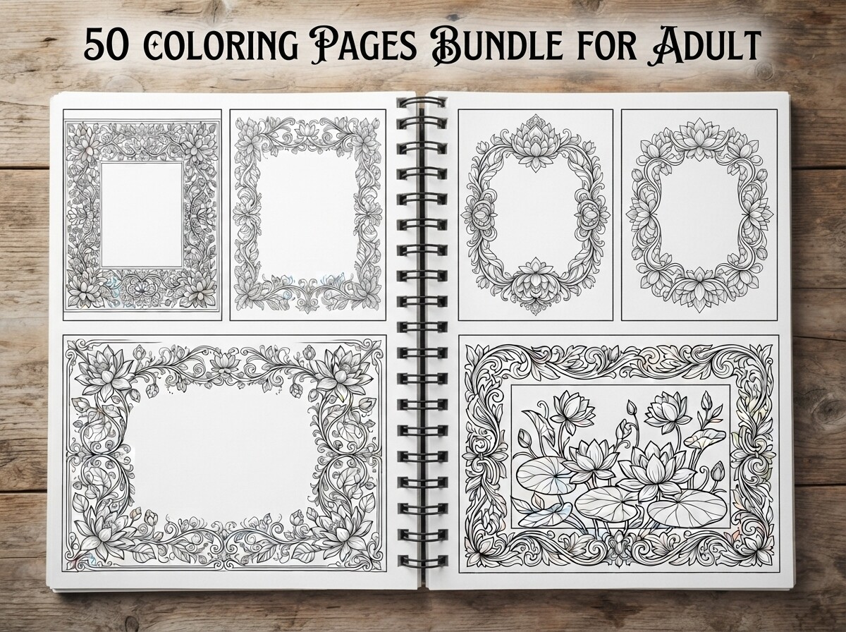 50 Lotus Flower Frame Coloring Pages