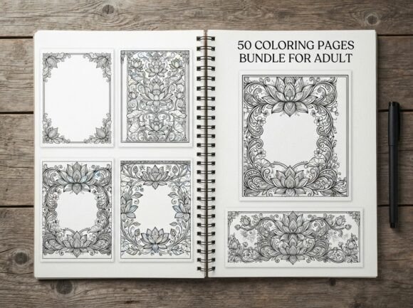 50 Lotus Flower Frame Coloring Pages