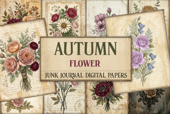 Autumn Flower Junk Journal Paper