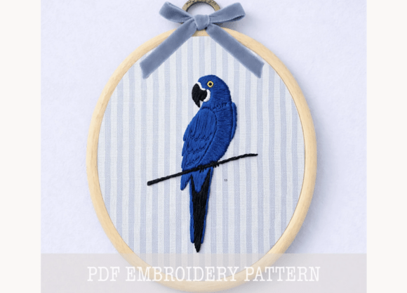 Blue Macaw Parrot Embroidery Pattern